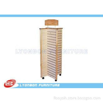 Four side Rotating MDF Slatwall Display Stands With Casters